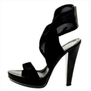 Burberry Mesh Ankle Platform Black Heels Size 38